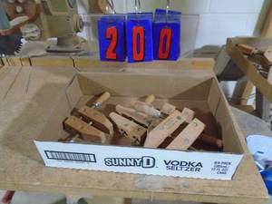 lot 200 image: Shop made small parallel wood clamps. As shown.