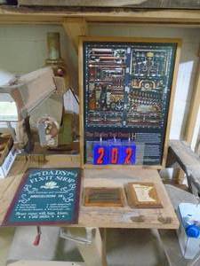 lot 202 image: Studley tool chest poster & misc signs. As shown.