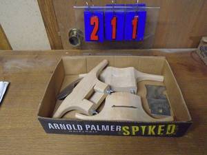 lot 211 image: Shop made bowl scrapers with blades. As shown.