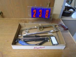 lot 238 image: Flat of saw & misc tools. As shown.