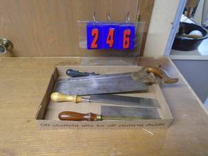 lot 246 image: Flat of dove tail saws. As shown.