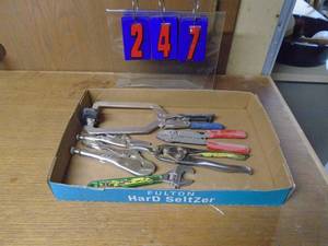 lot 247 image: Flat of vise grips & pliers. As shown.