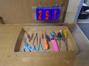 lot 251 image: Flat of screwdrivers & misc. As shown.