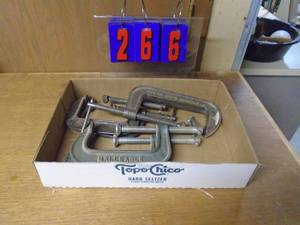 lot 266 image: Flat of medium c clamps. As shown.