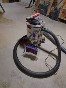 lot 305 image: Porter Cable stainless shop vac with tools. Approx 8 gal. As shown.