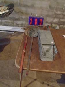 lot 383 image: Ice dippers & small live trap. As shown.