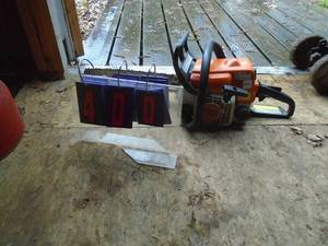 lot 400 image: 16 Stihl chainsaw. Fires on ether. Has been sitting awhile. As shown.