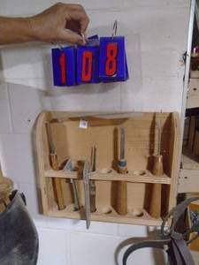 lot 108 image: Wood lathe chisels & caliper. As shown.