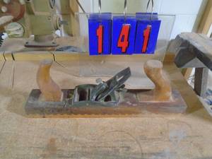 lot 141 image: 16 wood plane very ornate has liberty bell 76 cast in blade clamp. As shown.