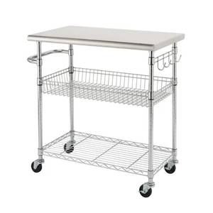 lot 18 image: TRINITY EcoStorage Chrome Color 34 in. Stainless Steel Kitchen Cart