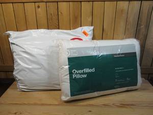 lot 8 image: Lot of TWO StandardQueen Overfilled Plush Bed Pillow - Room Essentials