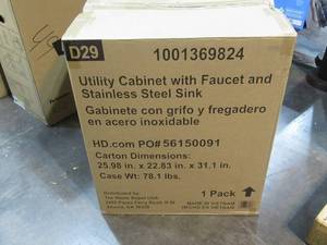 lot 36 image: Presenza QL038 All-in-One 26 x 23 x 31 Stainless Steel Utility Sink & Cabinet