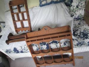 lot 26 image: Trio of Wood Shelves with heart cut...