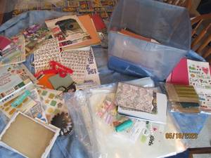 lot 109 image: Covered tote of Scrapbooking suppli...