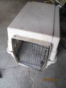 lot 158 image: Large plastic Dog crate for home or...