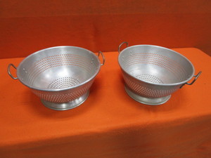 lot 55 image: (2) Heavy Gauge Alum Strainers 16x8