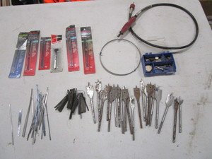 lot 88 image: Misc. Saw Blades, Wood Bits, Dremil Bits & Tool