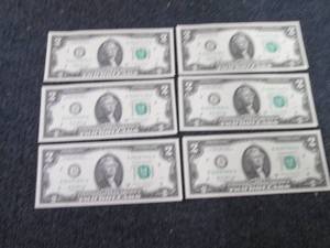 6 Sequential Uncirculated US $2 Bil...