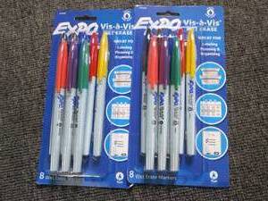 lot 62 image: 2 packages of expo wet erase marker...