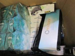 lot 146 image: box of kleenex, pens storage items ...