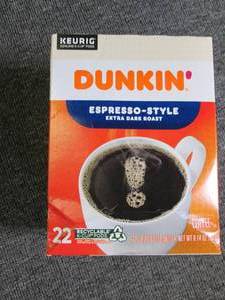 lot 167 image: package of dunkin k-cups espresso s...