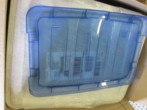 lot 178 image: box  with plastic tote and file fol...