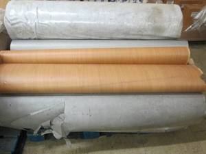 lot 274 image: pallet of rolls of veneer and uphol...