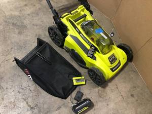 lot 46 image: RYOBI 40V HP Brushless 20 in. Cordless Battery Walk Behind Push Mower with 6.0 Ah Battery and Charger  Customer Returns See Pictures