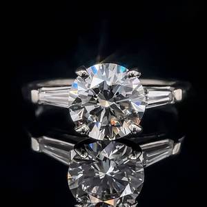 Iconic Harry Winston Style Solitaire 2.35 Carat Diamond Three-Stone Baguette Ring in 14k White Gold, VS Clarity - Triple X $15,850 Retail VIDEO