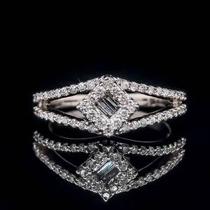 Classy Baguette & Round Diamonds 0.60 Carat Diamond Split Shank Ring in 14k White Gold $2,900 Retail VIDEO