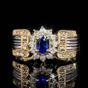 NEW Natural Blue Sapphire & Diamond Cluster Two-Tone Diana Buckle Ring in Platinum & 18k Yellow Gold $2,400 Retail VIDEO