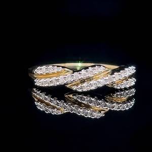 Diamond Crossover Braided Double Twist Ring in Yellow Gold $1,050 Retail