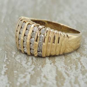 1.00 Carat Diamond Multi-Channel Bar Tapered Estate Ring in Yellow Gold $2,040 Retail