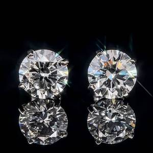 3.06 Carat Diamond Round Brilliant Cut Solitaire Classic Stud Earrings, VVS Clarity, Excellent Cut $14,200 Retail VIDEO