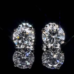 2.10 Carat Diamond Round Brilliant Cut Solitaire Stud Earrings in 14k White Gold $6,875 Retail VIDEO