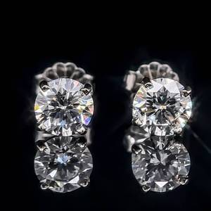 1.49 Carat Diamond Round Brilliant Cut Solitaire Stud Earrings in 14k White Gold w GIA & IGI Reports VS2 ClarityD Color $5,900 Retail VIDEO