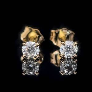 0.30 Carat Diamond Round Brilliant Cut Solitaire Stud Earrings in 14k Yellow Gold $1,350 Retail VIDEO