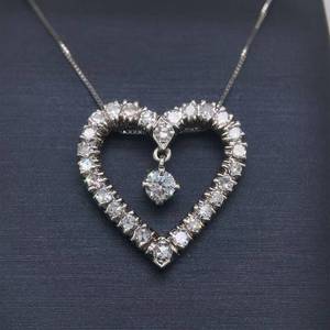 1.00 Carat Diamond Vintage-Inspired Floating Open Heart Halo Pendant in 14k White Gold $2,200 Retail VIDEO