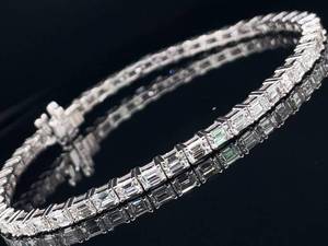 Exquisite 14k White Gold Tennis Bracelet with 6.75ct of Brilliant Emerald Cut Lab-Grown Diamonds  $14,900 Retail VIDEO