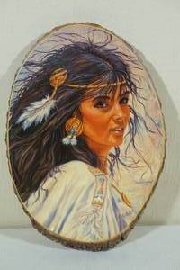 lot 112 image: Oak Slab Indian Princess Painting