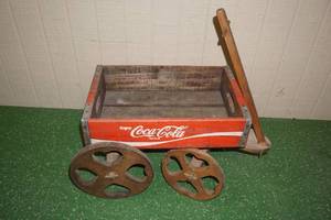 lot 141 image: Vintage Wooden Coca Cola Bottle Crate Wagon