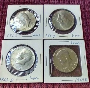 (4) 40% Kennedy Half Dollars