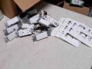 lot 355 image: Lot of (19) Electrical Supplies - Switches, Outlets, Wall Plates