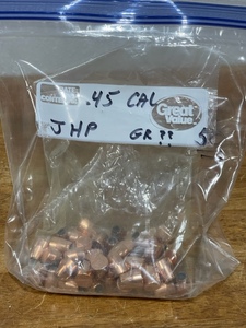 lot 70 image: 50 Jacketed Hollow Point Bullets .45 Caliber