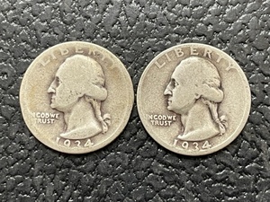 1934-D Washington Silver Quarters