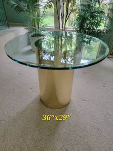 lot 9 image: Modern Contemporary Brass Drum Table
