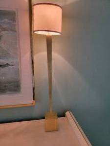 lot 16 image: Tall Gold Foil Stilletto Table Lamps