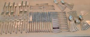 lot 2A image: Heirloom Sterling Silver Flatware Service  Damask Rose Pattern 2439g