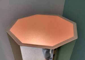 lot 33 image: Modern Hexagon Brass Metallic Lit Pedestal