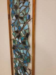 lot 61 image: Abstract Stained Glass Wall Art in Copper Pipe Frame